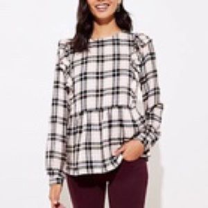 Loft plaid flannel with ruffles